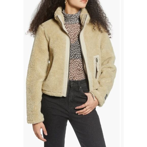BDG Urban Outfitters  Fleece Jacket Women's Small Tan Cream - Picture 1 of 8